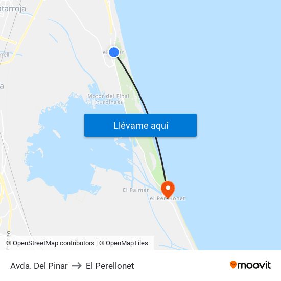 Avda. Del Pinar to El Perellonet map