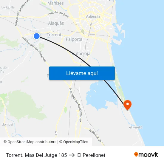 Torrent. Mas Del Jutge 185 to El Perellonet map
