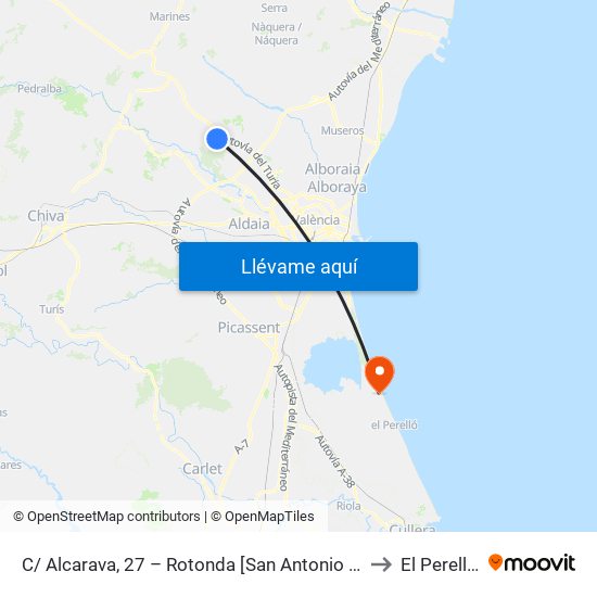 C/ Alcarava, 27 – Rotonda [San Antonio De Benagéber] to El Perellonet map