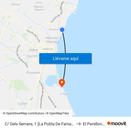 C/ Dels Serrans, 1 [La Pobla De Farnals] to El Perellonet map