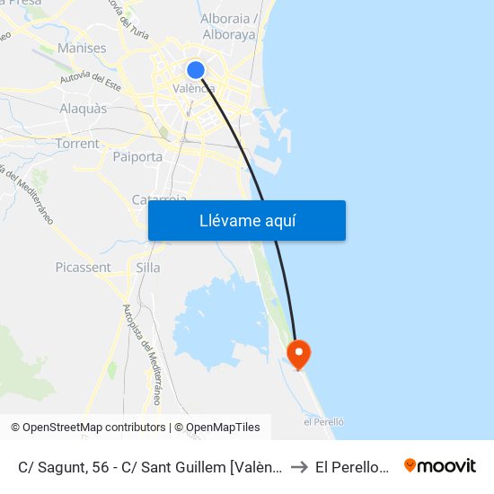 C/ Sagunt, 56 - C/ Sant Guillem [València] to El Perellonet map