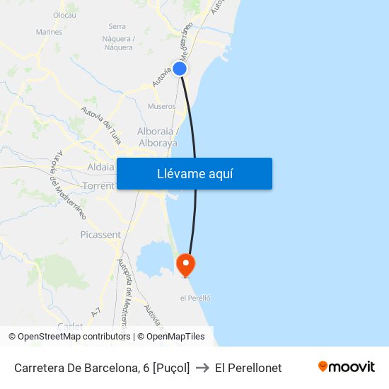 Carretera De Barcelona, 6 [Puçol] to El Perellonet map