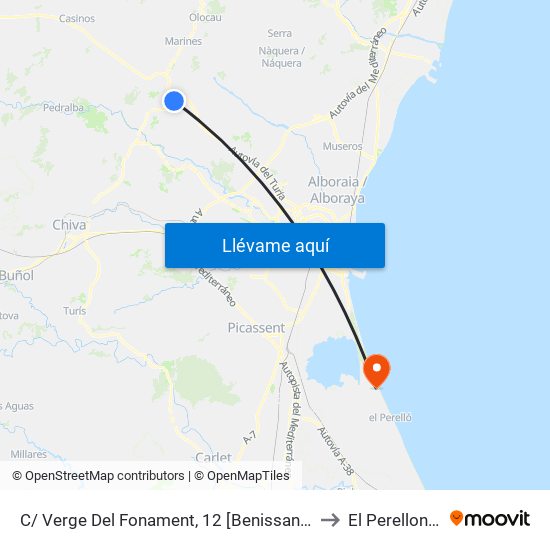 C/ Verge Del Fonament, 12 [Benissanó] to El Perellonet map