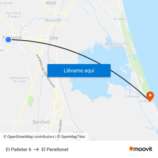 El Palleter 6 to El Perellonet map