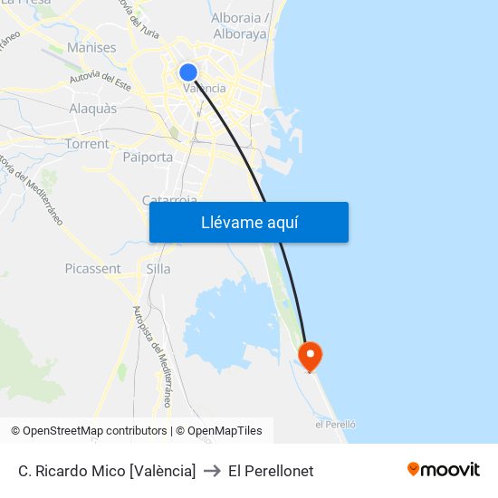 C. Ricardo Mico [València] to El Perellonet map