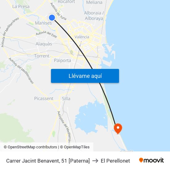 Carrer Jacint Benavent, 51 [Paterna] to El Perellonet map