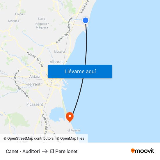 Canet - Auditori to El Perellonet map
