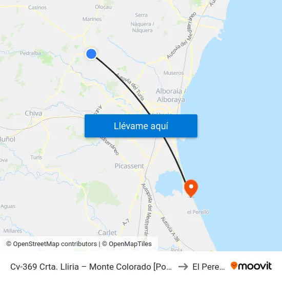 Cv-369 Crta. Lliria – Monte Colorado [Pobla De Vallbona, La] to El Perellonet map