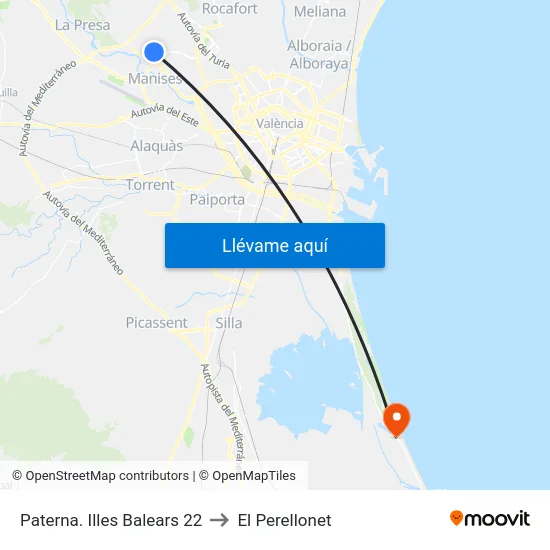 Paterna. Illes Balears 22 to El Perellonet map