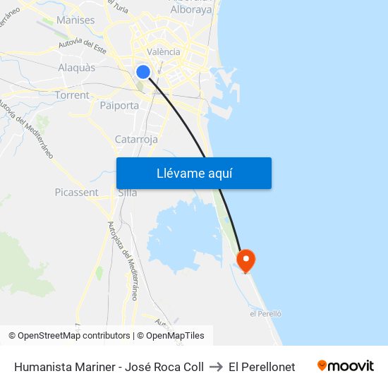 Humanista Mariner - José Roca Coll to El Perellonet map