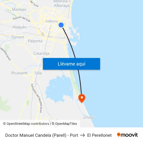 Doctor Manuel Candela (Parell) - Port to El Perellonet map