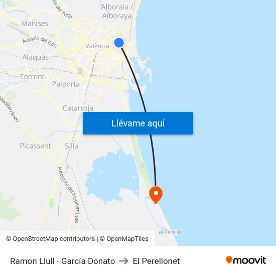 Ramon Llull - García Donato to El Perellonet map