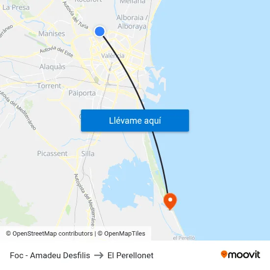 Foc - Amadeu Desfilis to El Perellonet map