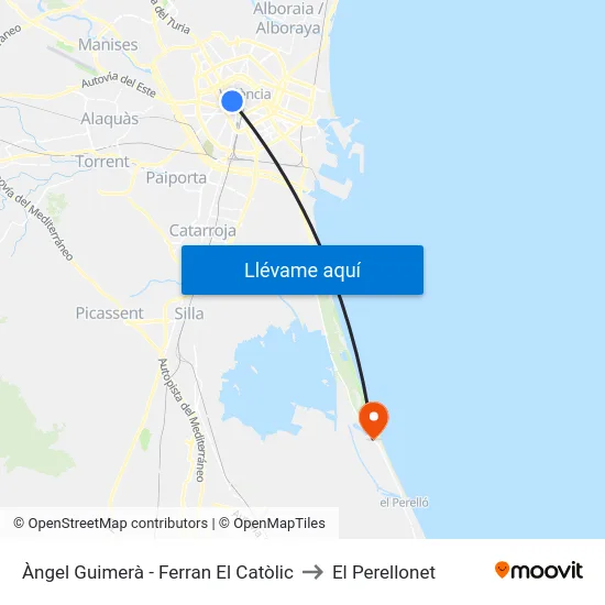 Àngel Guimerà - Ferran El Catòlic to El Perellonet map