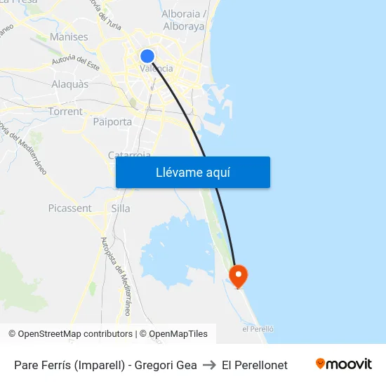 Pare Ferrís (Imparell) - Gregori Gea to El Perellonet map