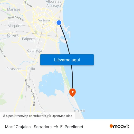 Martí Grajales - Serradora to El Perellonet map