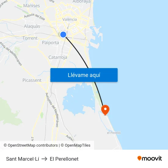Sant Marcel·Lí to El Perellonet map