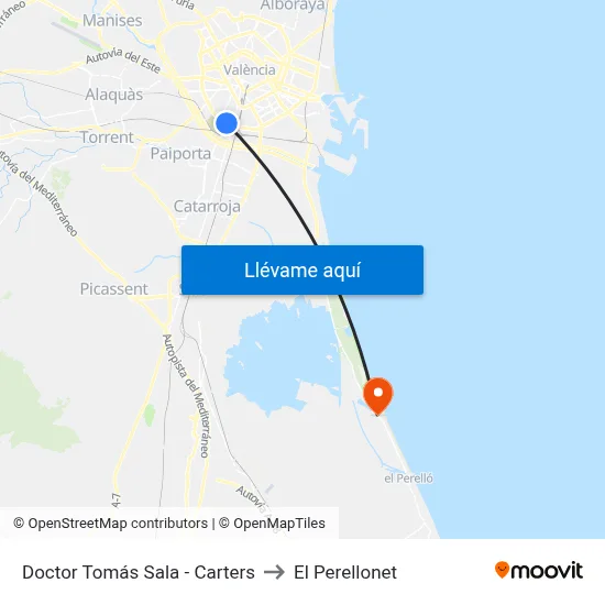 Doctor Tomás Sala - Carters to El Perellonet map