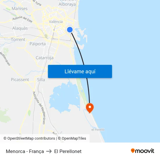 Menorca - França to El Perellonet map