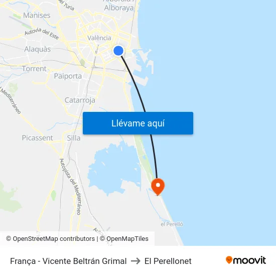 França - Vicente Beltrán Grimal to El Perellonet map