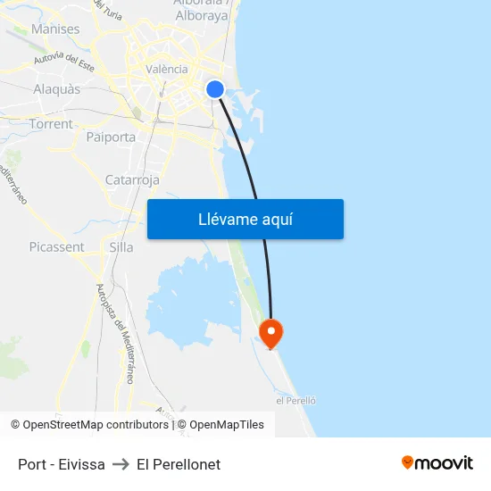 Port - Eivissa to El Perellonet map
