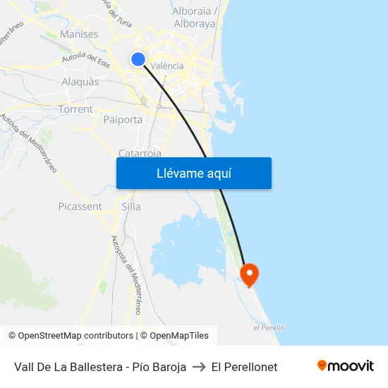 Vall De La Ballestera - Pío Baroja to El Perellonet map