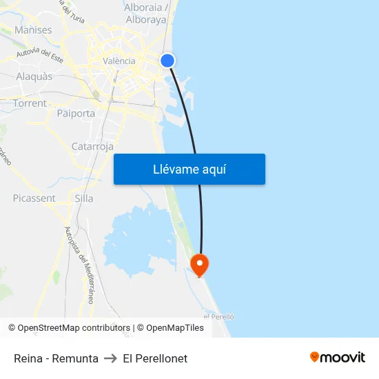 Reina - Remunta to El Perellonet map