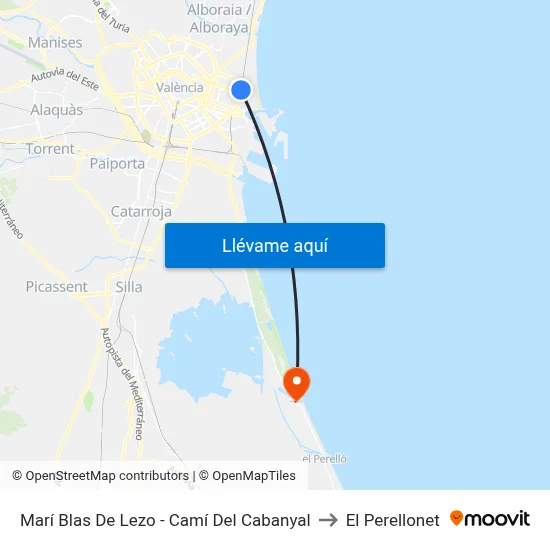 Marí Blas De Lezo - Camí Del Cabanyal to El Perellonet map