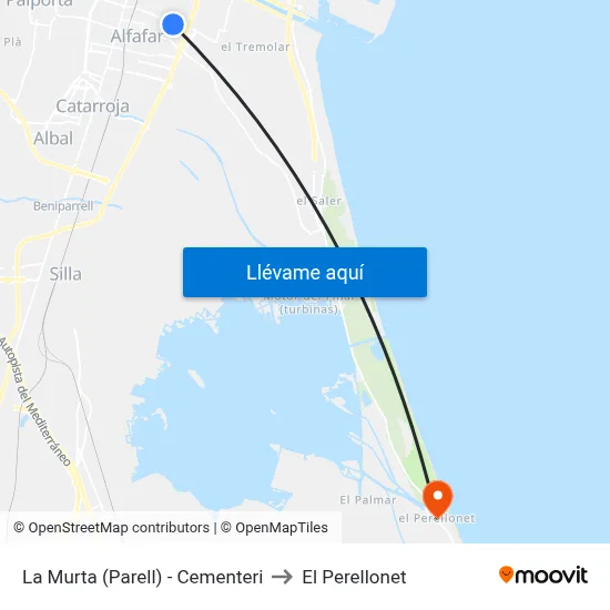 La Murta (Parell) - Cementeri to El Perellonet map