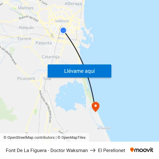 Font De La Figuera - Doctor Waksman to El Perellonet map
