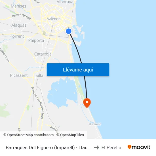 Barraques Del Figuero (Imparell) - Llauradors to El Perellonet map
