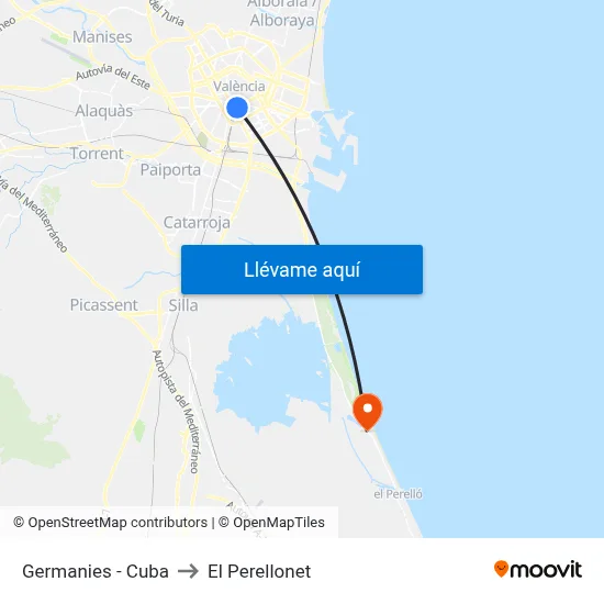 Germanies - Cuba to El Perellonet map