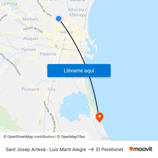 Sant Josep Artesà - Luis Martí Alegre to El Perellonet map