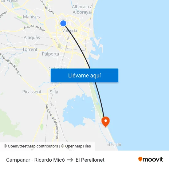 Campanar - Ricardo Micó to El Perellonet map