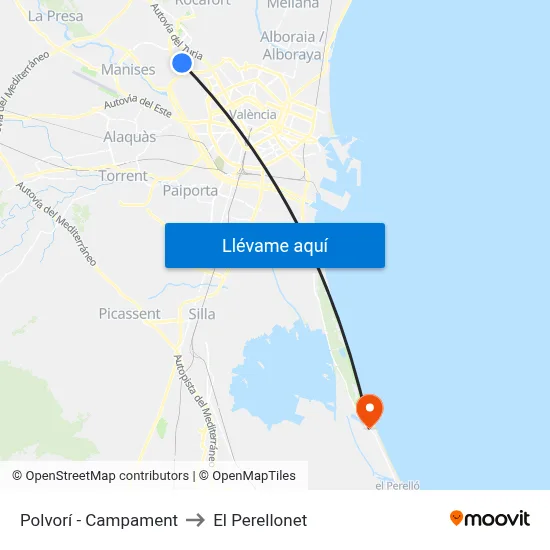 Polvorí - Campament to El Perellonet map