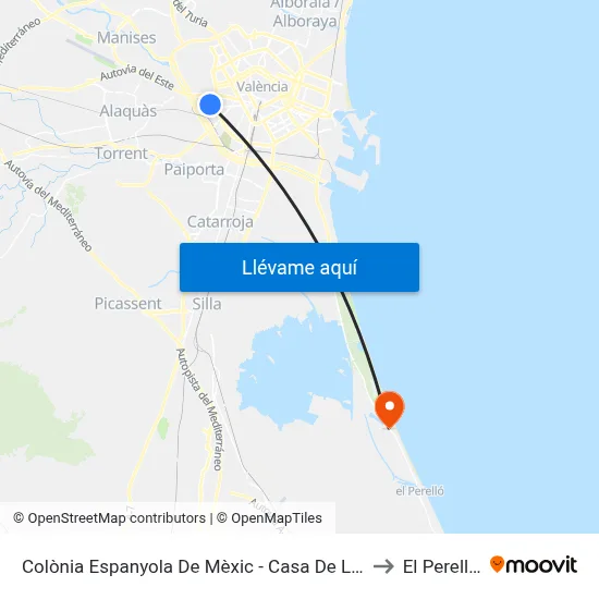 Colònia Espanyola De Mèxic - Casa De La Misericòrdia to El Perellonet map