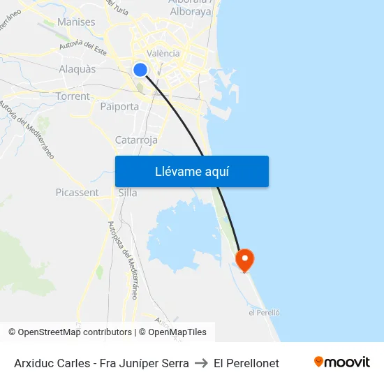 Arxiduc Carles - Fra Juníper Serra to El Perellonet map