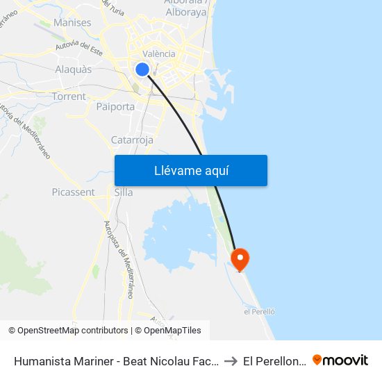 Humanista Mariner - Beat Nicolau Factor to El Perellonet map