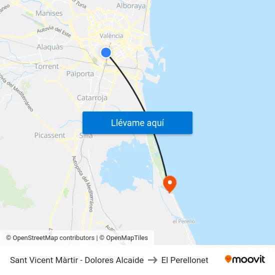 Sant Vicent Màrtir - Dolores Alcaide to El Perellonet map