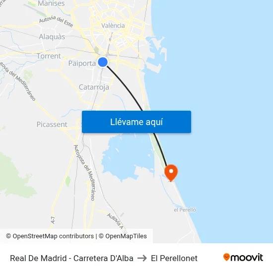 Real De Madrid - Carretera D'Alba to El Perellonet map