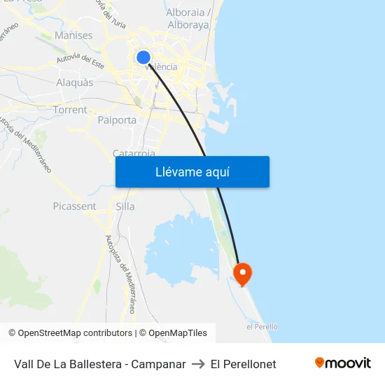 Vall De La Ballestera - Campanar to El Perellonet map