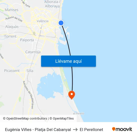 Eugènia Viñes - Platja Del Cabanyal to El Perellonet map