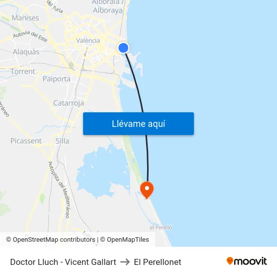 Doctor Lluch - Vicent Gallart to El Perellonet map