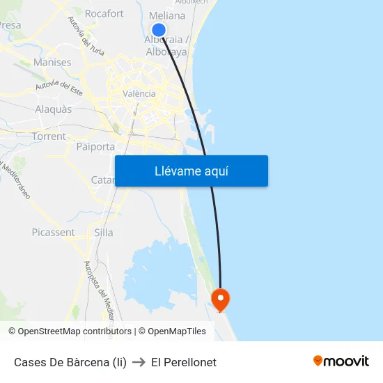 Cases De Bàrcena (Ii) to El Perellonet map