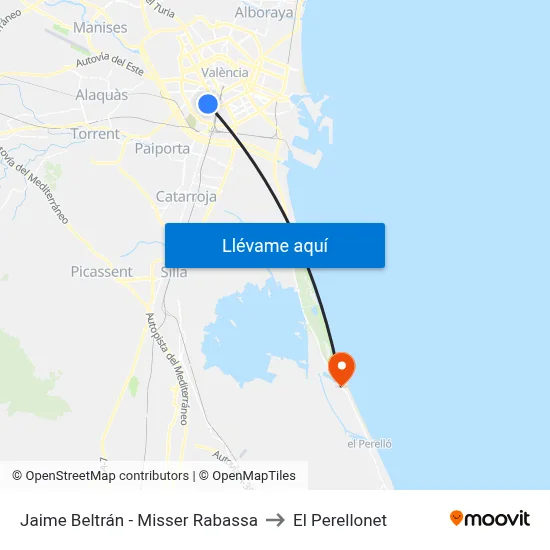 Jaime Beltrán - Misser Rabassa to El Perellonet map