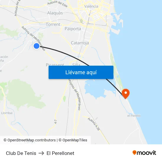 Club De Tenis to El Perellonet map