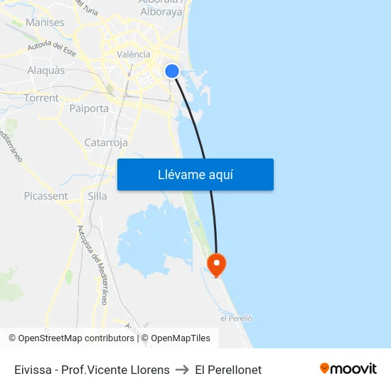 Eivissa - Prof.Vicente Llorens to El Perellonet map