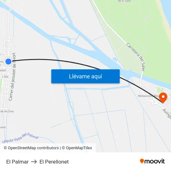 El Palmar to El Perellonet map