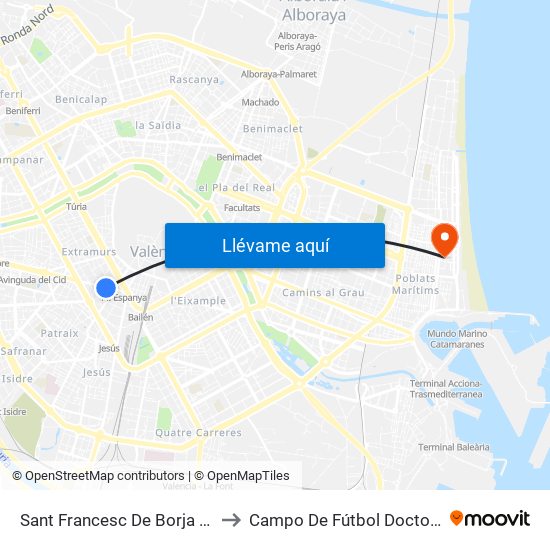 Sant Francesc De Borja - Jesús to Campo De Fútbol Doctor Lluch map