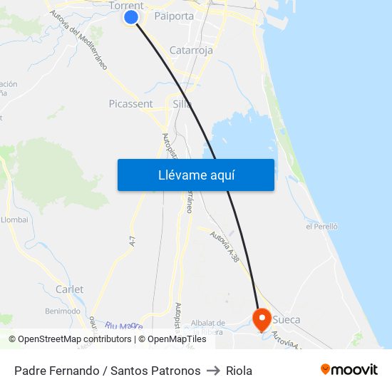 Padre Fernando / Santos Patronos to Riola map